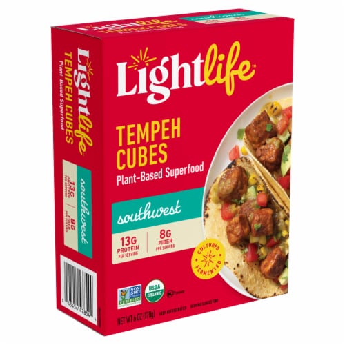 Lightlife Southwest Tempeh Cubes Plant-Based Vegan Protein Perspective: bottom