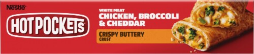 Hot Pockets Frozen Snack Chicken Broccoli & Cheddar Crispy Buttery Crust Frozen Sandwiches Perspective: bottom