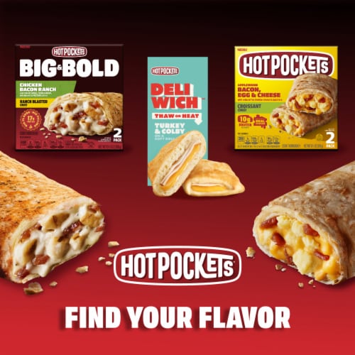 Hot Pockets Four Cheese Pizza Frozen Snacks in a Garlic Buttery Crust Perspective: bottom