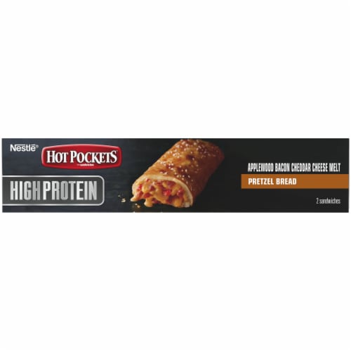 Hot Pockets High Protein Bacon Cheddar Melt Pretzel Bread Crust Frozen Snacks Perspective: bottom
