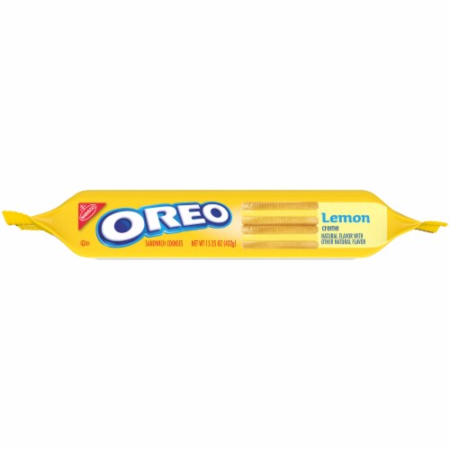 Oreo Lemon Creme Sandwich Cookies Perspective: bottom