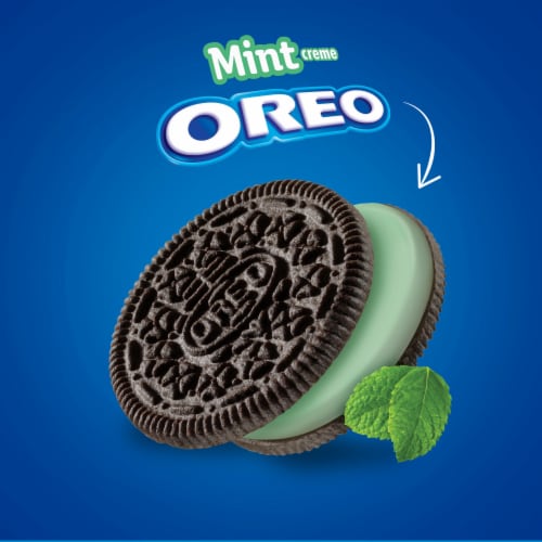 Oreo Mint Flavored Creme Chocolate Sandwich Cookies Family Size Perspective: bottom
