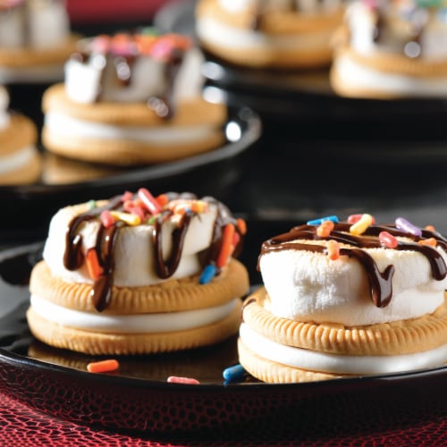 Oreo Double Stuf Golden Sandwich Cookies Family Size Perspective: bottom