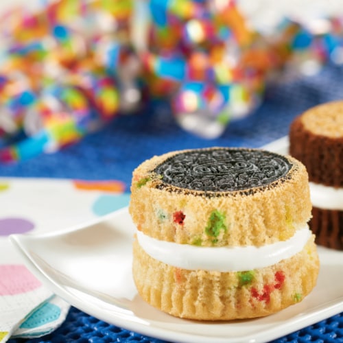 Oreo Birthday Cake Chocolate Sandwich Cookies Family Size Perspective: bottom