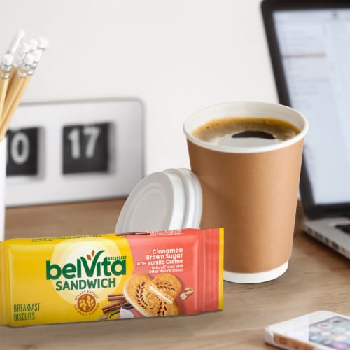 Belvita Breakfast Sandwich Cinnamon Brown Sugar With Vanilla Creme Breakfast Biscuits Perspective: bottom