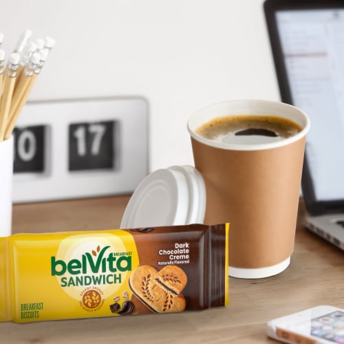 Belvita Breakfast Sandwich Dark Chocolate Creme Breakfast Biscuits Perspective: bottom