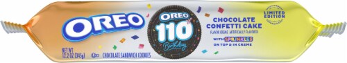Oreo Chocolate Limited Edition Confetti Cake Sandwich Cookies Perspective: bottom