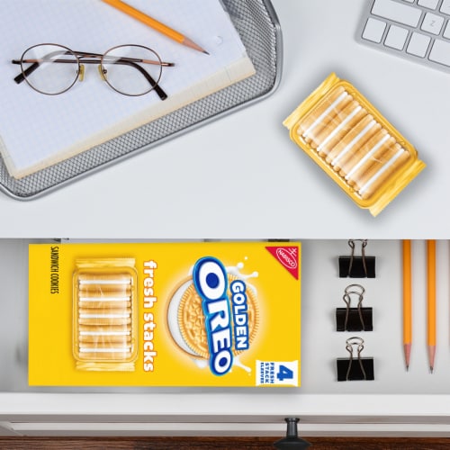 OREO Fresh Stacks Golden Sandwich Cookies Perspective: bottom