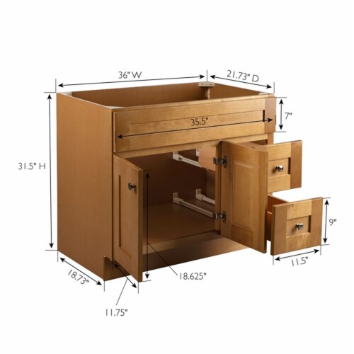 Brookings 36 Inch Vanity Wood Without Top in Modern Birch Bronze