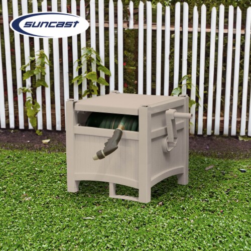 Suncast CPLPHH100D Hideaway 100' Resin Garden Hose Reel for 5/8 Hoses, Taupe Perspective: bottom