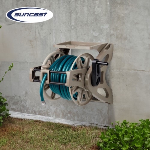 Suncast Slide Trak Hose Handler Wall Mounted 175' Garden Hose Reel, Reel Only Perspective: bottom