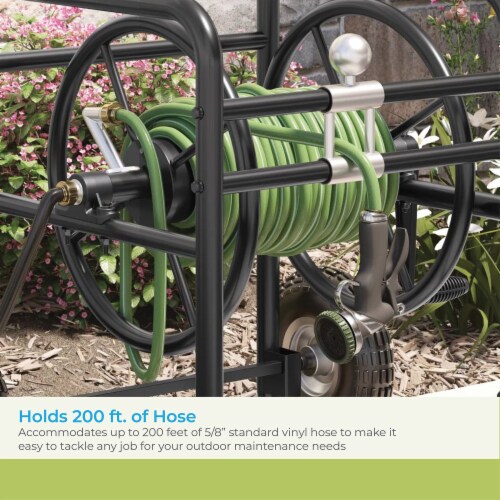Suncast Professional Portable 200 Foot Garden Hose Reel Cart with Wheels, Black Perspective: bottom