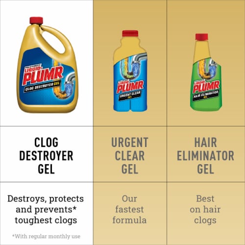 Liquid-Plumr Pro-Strength Clog Destroyer Gel with PipeGuard Liquid Drain  Cleaner, 80 fl oz - Ralphs