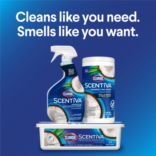 Clorox Scentiva Bleach Free Coconut and Waterlily Cleaning Wipes Perspective: bottom