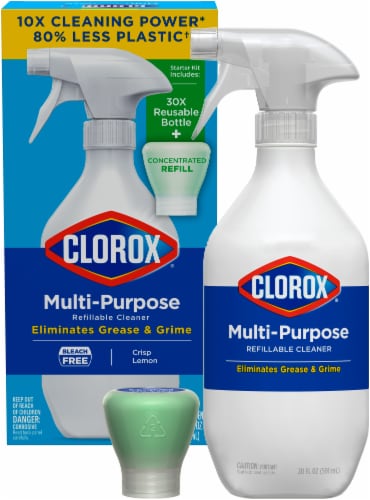 Clorox Multi-Purpose Cleaner Crisp Lemon Starter Kit Spray Bottle and Refill Perspective: bottom