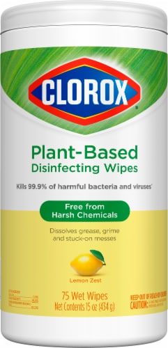Clorox Lemon Zest Plant-Based Disinfecting Wipes Perspective: bottom
