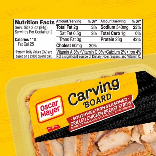 Oscar Mayer Carving Board Southwestern Seasoned Grilled Chicken Breast Strips Lunchmeat 6 oz Perspective: bottom
