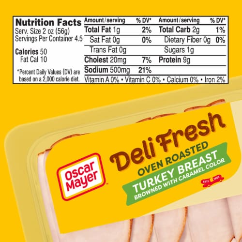 Oscar Mayer Deli Fresh Oven Roasted Deli Turkey Breast Sliced Lunch Meat Perspective: bottom