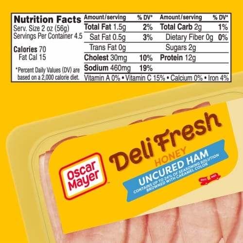 Oscar Mayer Deli Fresh Uncured Honey Ham Sliced Deli Meat Perspective: bottom