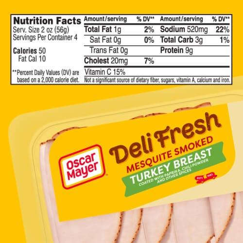 Oscar Mayer Deli Fresh Mesquite Smoked Turkey Breast Sliced Lunchmeat Perspective: bottom