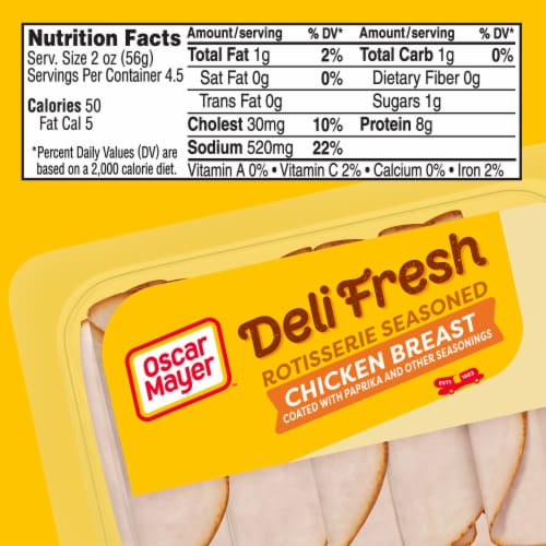 Oscar Mayer Deli Fresh Rotisserie Seasoned Chicken Breast Deli Lunch Meat Perspective: bottom