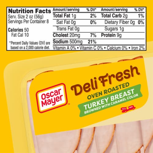 Oscar Mayer Deli Fresh Oven Roasted Turkey Breast Sliced Lunch Meat Family  Size - 16oz 16 oz