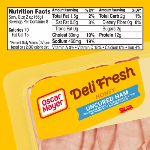 Oscar Mayer Deli Fresh Uncured Honey Ham Sliced Deli Meat Slices Family Size Perspective: bottom