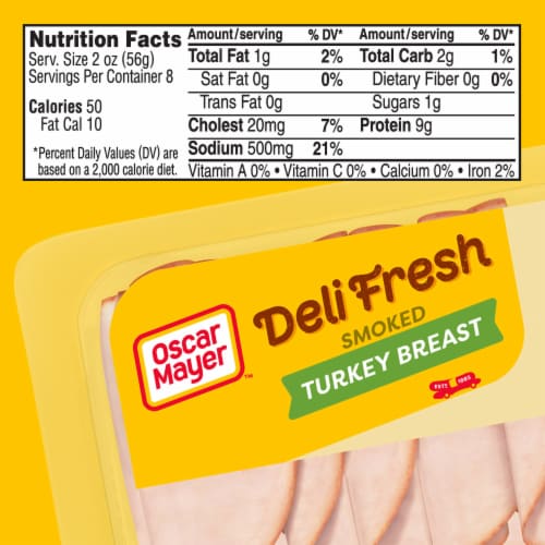Oscar Mayer Deli Fresh Smoked Turkey Breast Thin Sliced Lunchmeat 16 oz Perspective: bottom