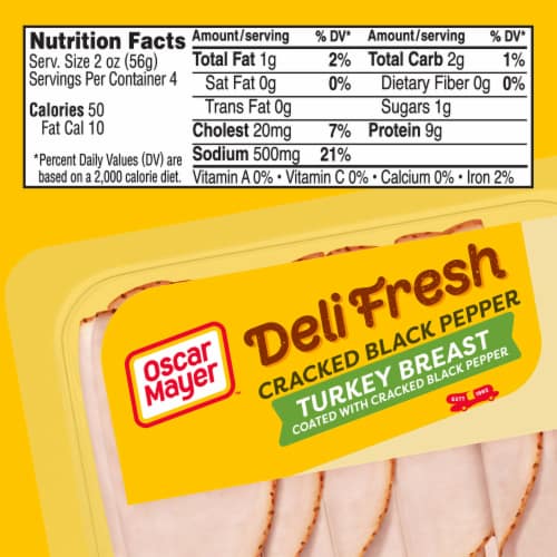 Oscar Mayer Deli Fresh Cracked Black Pepper Turkey Breast Sliced Lunch Meat Perspective: bottom