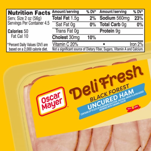 Oscar Mayer Deli Fresh Black Forest Uncured Ham Thin Sliced Lunchmeat Perspective: bottom