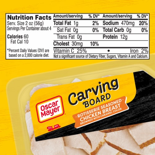 Oscar Mayer Carving Board Rotisserie Seasoned Chicken Breast Thin Sliced Lunchmeat 7.5 oz Perspective: bottom