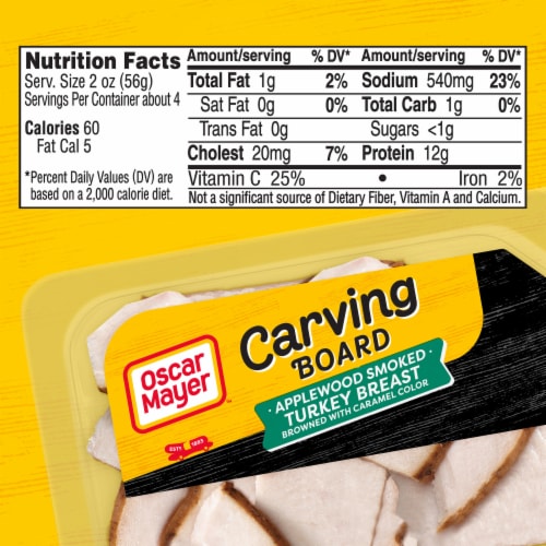 Oscar Mayer Carving Board Applewood Smoked Turkey Breast Thin Sliced Lunchmeat 7.5 oz Perspective: bottom