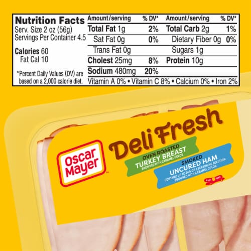 Oscar Mayer Deli Fresh Oven Roasted Turkey & Smoked Ham Sliced Deli Lunch Meats Variety Pack Perspective: bottom