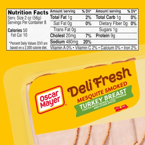 Oscar Mayer Deli Fresh Mesquite Smoked Turkey Breast Sliced Lunch Meat Family Size Perspective: bottom