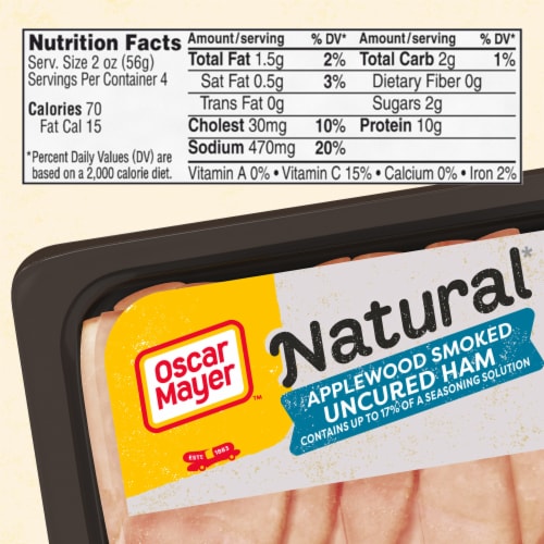Oscar Mayer Natural Applewood Smoked Uncured Ham Thin Sliced Lunchmeat Perspective: bottom