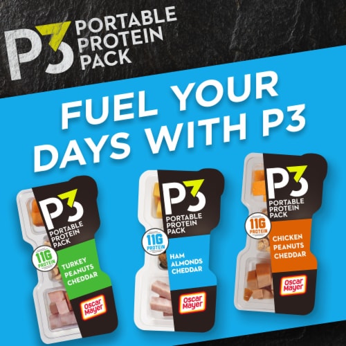 P3 Portable Protein Snack Pack with Ham Almonds & Cheddar Cheese Perspective: bottom