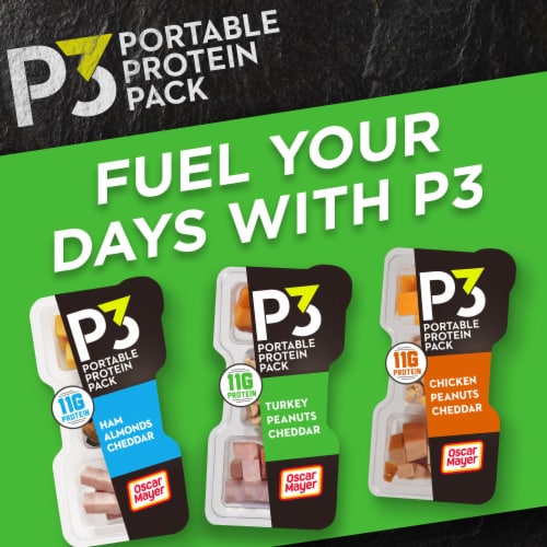 P3 Portable Protein Snack Pack with Turkey Peanuts & Cheddar Cheese Perspective: bottom