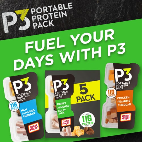 P3 Portable Protein with Turkey Almonds & Colby Jack Cheese Snack Pack Perspective: bottom