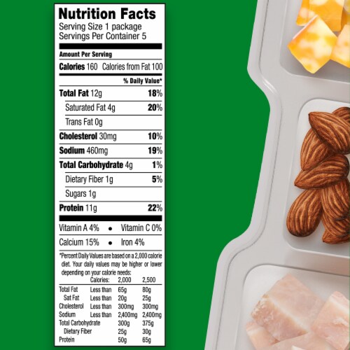 P3 Portable Protein Snack Pack with Turkey Almonds & Colby Jack Cheese Perspective: bottom