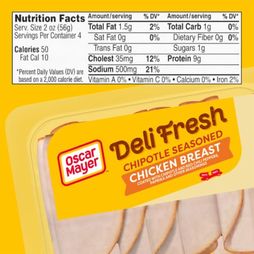Oscar Mayer Deli Fresh Chipotle Seasoned Sliced Chicken Breast Deli Lunch Meat, Package Perspective: bottom