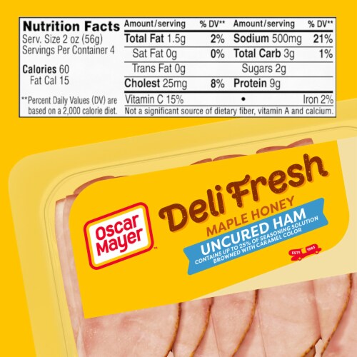 Oscar Mayer Deli Fresh Maple Honey Uncured Sliced Ham Deli Lunch Meat Perspective: bottom