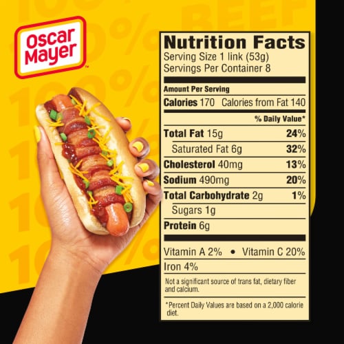 Oscar Mayer Bun-Length Uncured Beef Franks Hot Dogs Perspective: bottom