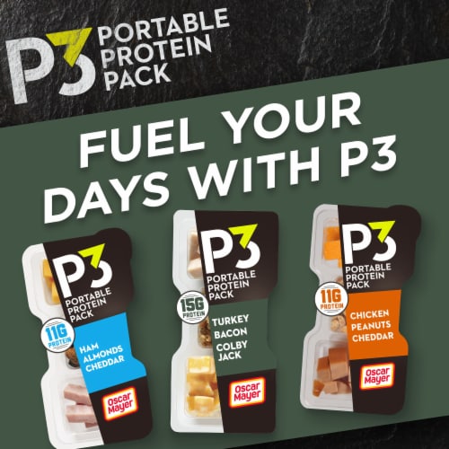 P3 Portable Protein Snack Pack with Turkey Bacon & Colby Jack Cheese Perspective: bottom