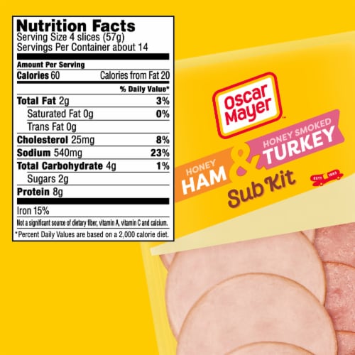 Oscar Mayer Sub Kit with Honey Ham & Honey Smoked Turkey Sliced Deli Lunch Meat Variety Pack Perspective: bottom