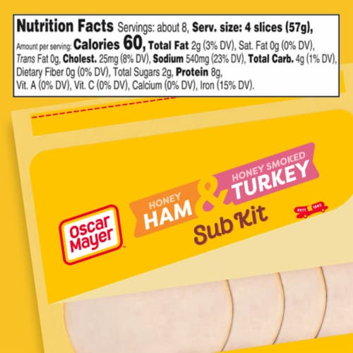 Oscar Mayer Honey Ham & Honey Smoked Turkey Sub Kit Perspective: bottom