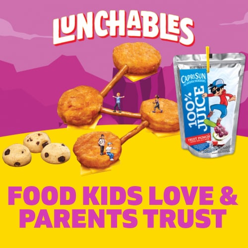 Lunchables Chicken Popper Kabobbles with Cheese Pretzels Capri Sun & Cookies Kids Lunch Meal Kit Perspective: bottom