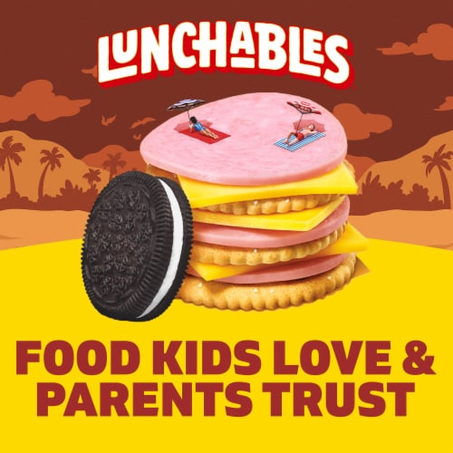 Lunchables Ham & American Cheese Cracker Stackers Snack Kit Chocolate Sandwich Cookies Perspective: bottom