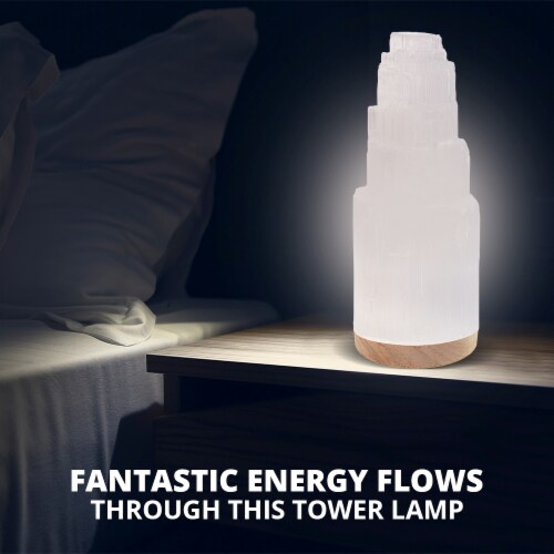 Himalayan Glow Selenite Lamp Wooden Base Meditation Lamp with USB Charging Cable 8 11 Inch 1 count Baker s