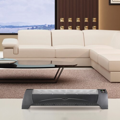 Lasko 40 Inch Long Electric 1500 Watt Silent Room Floor Space Heater, Black Perspective: bottom
