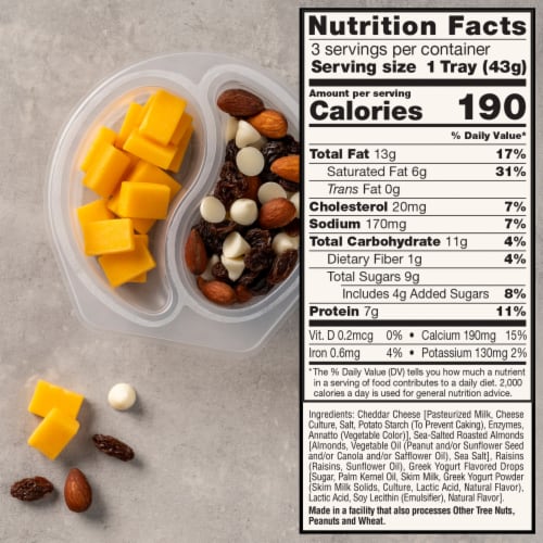 Sargento® Sweet Balanced Breaks® Cheddar Cheese Almonds Raisins & Greek Yogurt Drops Snack Packs Perspective: bottom